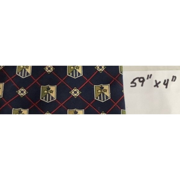 Tommy Hilfiger 100% Silk Mens Tie With Shield Pattern 59" X 4" Made In Italy - Picture 5 of 5